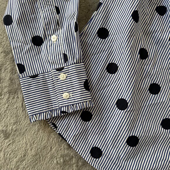 Boden Phoebe Cotton Polka Dot Shirt Women's 8 Long Sleeve Button Up Blouse - Picture 2 of 6